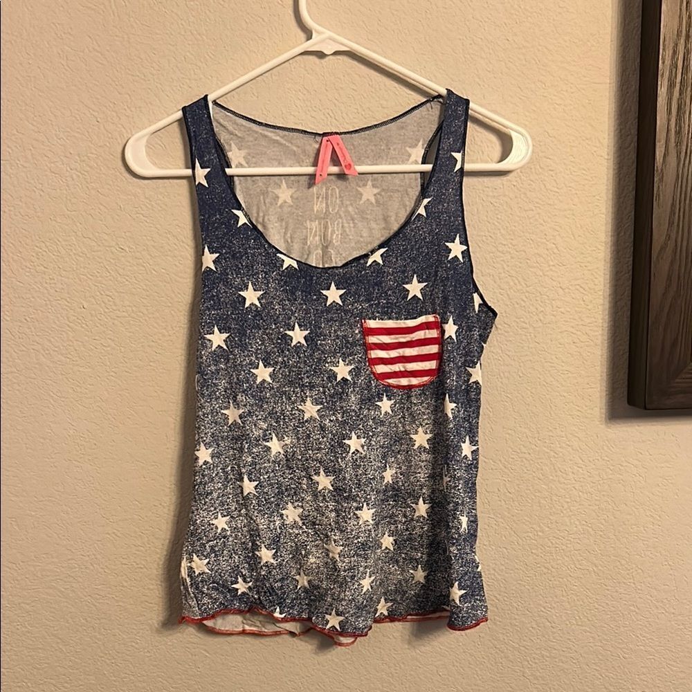 Onbongo Blue Star-Patterned Women's Tank Top size L no tags new